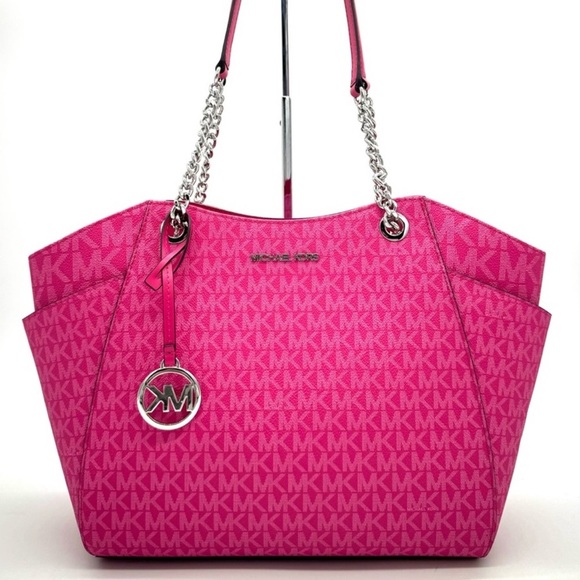 Michael Kors Large Jet Set Travel Chain Shoulder Bag Dragonfruit - Picture 1 of 10